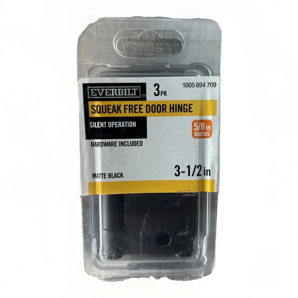 (12-Pack) Door Hinges Everbilt Radius Matte Black Squeak-Free 3-1/2 in. x 5/8 in